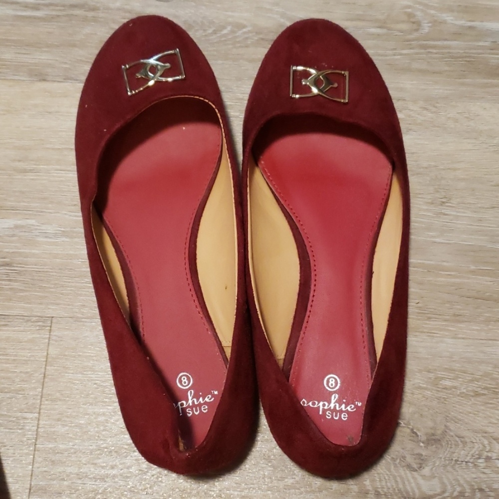 Red Sophie sue flats size 8